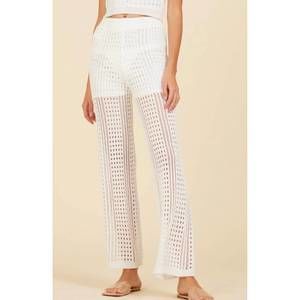 NEW SURF GYPSY knit wide leg pant in white